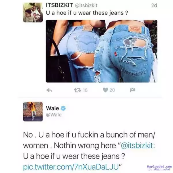 Rapper Wale says you are not a h*e if you wear this kind of jeans (photo)